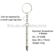 Promotional mini screwdriver keychain with 4 Blades